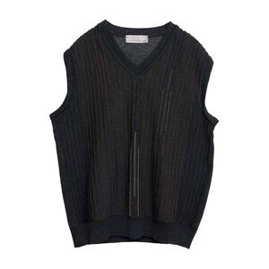 breidhof (Iceland) Vintage Slip Stitch Schurwolle Knit Vest : L